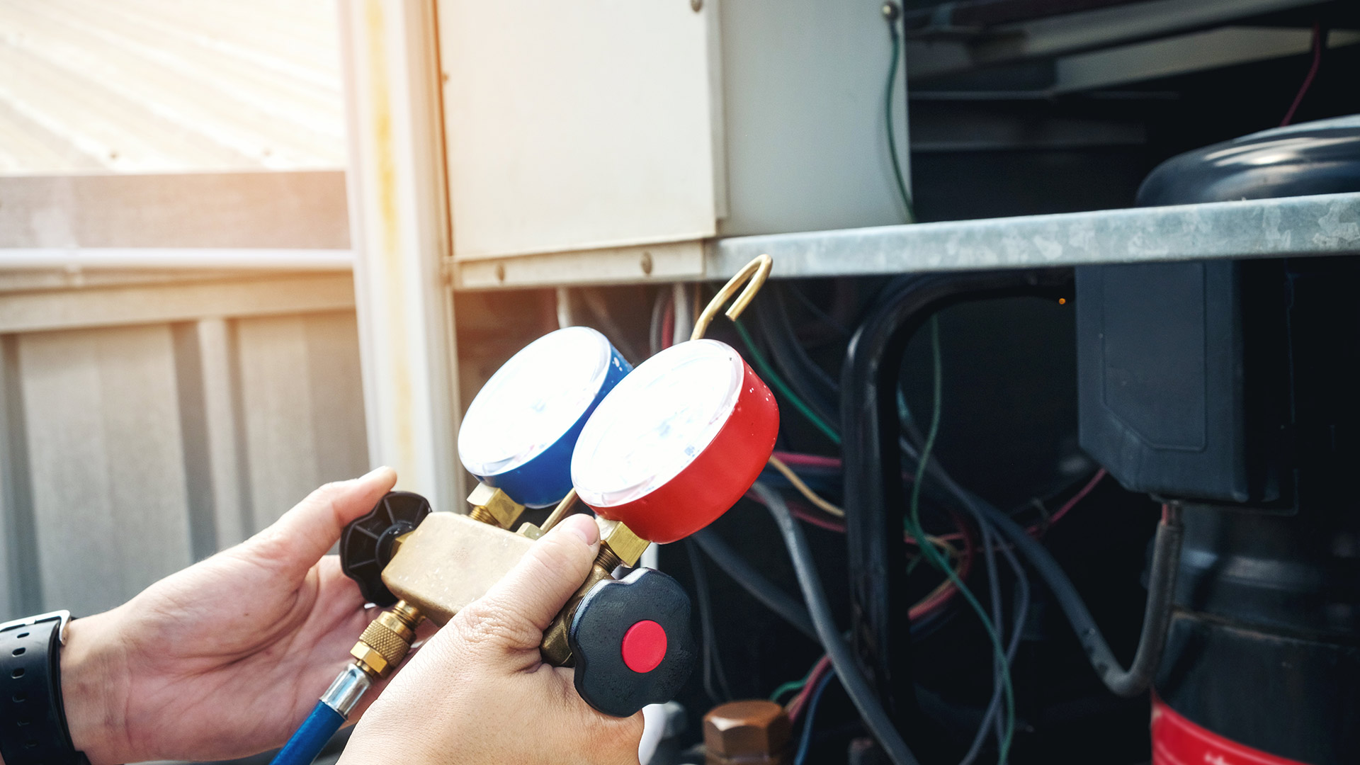person doing hvac maintenance